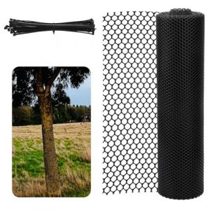 NQEUEPN Protection de Tronc d'arbre en Maille, 6m Flexible Protection Contre l'Écorce d'arbre avec 50 Attaches Câble Enveloppes d'arbre pour Protéger l'arbre des Cerfs Animaux Tondeuses (Noir) (Jenniy, neuf)