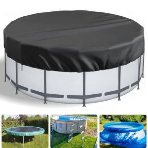 LQCOZYM Bâche Piscine pour Piscines de 305cm, Bâche Imperméable Oxford Durable, Piscine D'été et d'hiver Bache Piscine avec Haubans et Piquets de Sol, Facile à Installer, Noir (3.1M) (HNLQ-Store, neuf)