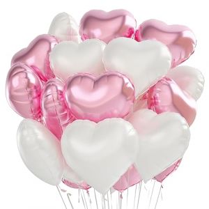 Ballon Coeur Blanc Rose 24 pcs, Baudruche en Forme de Coeur,Ballons de Fleuret,Ballon Helium Coeur pour Anniversaire, Mariage, Saint Valentin, d&eacute;coration de f&ecirc;te de No&euml;l (WEIMEIYING, neuf)