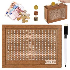 Tirelire avec marqueur boîte d'épargne avec Chiffres Tirelire à Cocher Tirelire avec Compteur Objectif D'épargne et Chiffres à Cocher pour Aider Les Enfants à Commencer à Economiser (5000€) (B-BAOGUAN, neuf)