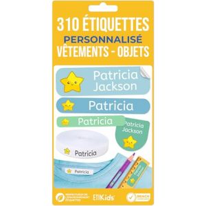 310 étiquettes personnalisées avec icône – 200 étiquettes thermocollantes écologiques + 110 autocollants imperméables pour école, crèche et maison de retraite (Haberdashery Online, neuf)