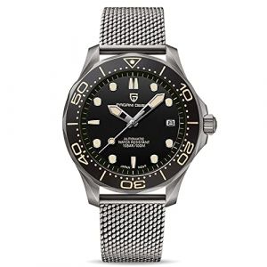 Pagani Design - Mod&egrave;le 007 - Montre pour homme &agrave; mouvement automatique NH35 avec lunette rotative en c&eacute;ramique - Montre en acier inoxydable, &eacute;tanche, &agrave; remontage automatique (Trendy Watches Store, neuf)