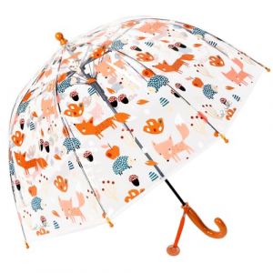 ThreeH Parapluie à bulles pour enfants avec poignée facile à saisir 8 côtes en fibre Impression de renards et de hérissons pour garçons,Marron (ThreeH, neuf)