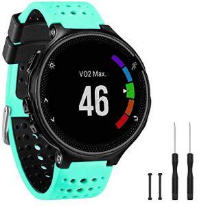TopPerfekt Bande Compatible avec Garmin Forerunner 235, Bracelet de Remplacement en Silicone Souple pour 220/230/235/620/630/735XT/235 Lite Montre Intelligente pour Femmes Hommes (Vert Menthe/Noir) (TopPerfekt FR, neuf)