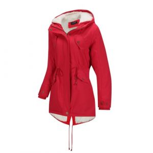 YYNUDA Manteau Femme d'hiver Chaud Parka Mi-longue Veste d'hiver Blouson &agrave; Capuche &eacute;pais Fourrure Blouson avec Capuche Grande Taille Rouge L (YYNUDA Store, neuf)