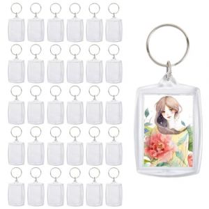 DODUOS 30PCS Porte Clé Photo Transparent 5.5 * 4cm, Porte Clef Photo Portes Cle Photos, Portes Clé Photos Personnalisé pour Travaux Manuels, Cadeaux,Clés (Tonghe Technology Store, neuf)