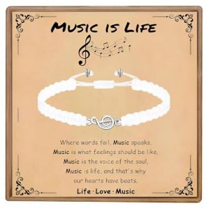 LONZIKP Bracelet cl&eacute; de sol - Cadeau pour musiciens et amateurs de musique - Bijou r&eacute;glable pour homme et femme - Professeur de musique - Id&eacute;e cadeau (blanc) (ZHANG ZY, neuf)