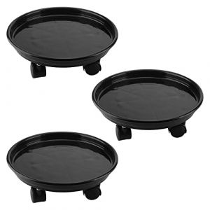 ZEONHEI Lot de 3 Supports de Plantes &agrave; roulettes de 30 cm - Soucoupe avec roulettes - Chariot Mobile pour Plantes d'int&eacute;rieur et d'ext&eacute;rieur - Charge maximale : 50 kg - Noir (LC-Direct, neuf)