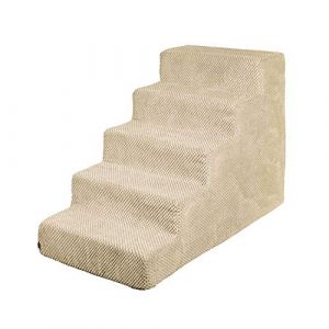 BoutiqueZOO Escalier pour Chien de 50 cm de Haut | escalier pour Chat | 5 marches | escalier pour Petit Chien | lit et Voiture | Couverture en Peluche | Couleur: Beige (Home-&-Fashion, neuf)