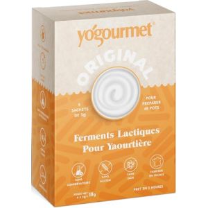 Yogourmet - Ferments Yaourt 48 Pots (6 Sachets = 6 Litres) - Faites du yaourt à la maison - Naturel, sans gluten, casher, halal (Distributeurs CAPYBARA Inc., neuf)