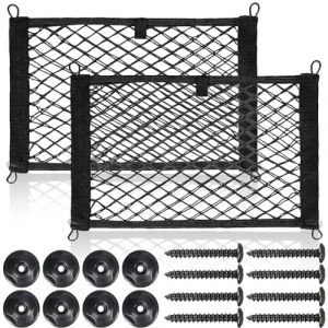 Filet Coffre Voiture, 2 Pack Rangement Élastique 40 x 25 cm pour Camping Car, Van, Caravane, Camion, Camionnette (MHYMX, neuf)