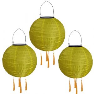 Lampions d'ext&eacute;rieur r&eacute;sistants aux intemp&eacute;ries - Lanternes solaires LED - Lanternes solaires d'ext&eacute;rieur &eacute;tanches - Lampion solaire avec pompon - Lanterne de jardin suspendue - Lanterne en papier - (ZDD123, neuf)