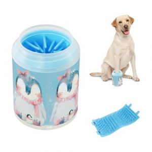 Pingouin avec &eacute;charpe Art Portable Dog Foot Washer Brosse en silicone Souple Pieds Brosse de bain pour chiens de taille moyenne &agrave; grande (HongChun, neuf)