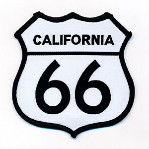 68 x 68 mm Route 66 California &Eacute;tats-Unis Mother Road Patch &eacute;cusson thermocollant 0755 B (hegibaer, neuf)