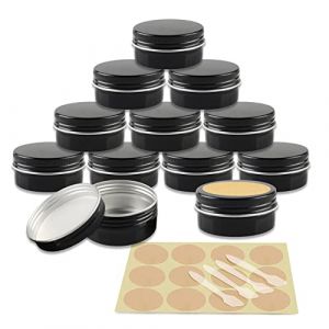 YANCAER 50 Pi&egrave;ces Pots en Aluminium Noir brillant de 50ml avec Couvercle - D57mm x H28mm Vide Ronde Cosm&eacute;tiques Pot Conteneurs de Voyage pour Maquillage, Cr&egrave;me, Baume &agrave; L&egrave;vres, Mini Bougies (CaYanear, neuf)
