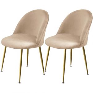 Levoberg Housse de Chaise Salle &agrave; Manger Scandinave Extensible en Velours Housse Chaise Dossier Arrondi Elastique Couverture de Chaise Scandinave pour Maison Mariage H&ocirc;tel 2 Pi&egrave;ces Beige-Gris (Levoberg-EU, neuf)