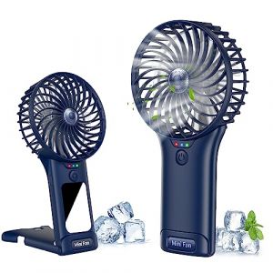 Ventilateur Portable &agrave; Main Silencieux, Mini Rechargeable USB, Avec Miroir, &agrave; Piles 4 Vitesses Pour Bureau et Voyage (Wastou Direct, neuf)