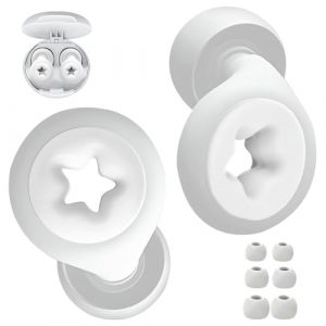 Mauepersu Bouchon d'oreille pour dormir, Réduction de Bruit de 24dB, Protection Auditive Boules Quies pour Dormir, Concert, DJ’s, Batteurs, Festivals,Avion, Sommeil (Blanc, Moyen) (A LITTLE HOME LIMITED, neuf)