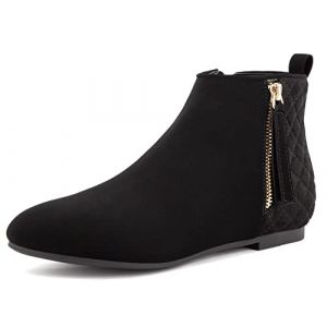 MaxMuxun Bottes Plate-Forme Vestimentaire D&eacute;contract&eacute; avec Fermeture Eclair Noir Suede Plat Femmes Taille 39 EU (Maggie Shoes, neuf)