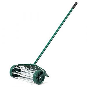 SOARS Rouleau Aérateur Gazon, Rouleau φ 15 CM, Scarificateur Manuel en Métal avec Clous de 3 CM, Protection Anti-Éclaboussures, Manche, pour l'Entretien de la Pelouse (46 X 23 X 127 CM) (Magichome24, neuf)