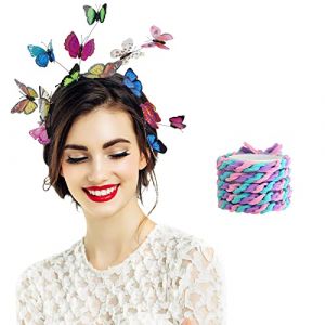 Papillon Cheveux, Multicolore Bandeau Papillon Elégant Serre Tete Papillon Femme Fête de Vacances Costume Avec Corde à Cheveux (Spring Flower Store8, neuf)