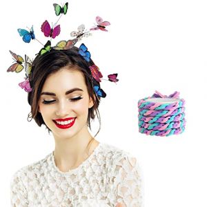 Papillon Cheveux, Multicolore Bandeau Papillon Elégant Serre Tete Papillon Femme Fête de Vacances Costume avec Corde à Cheveux (Spring Flower Store8, neuf)