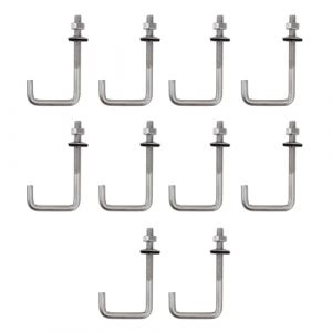 Lot de 10 boulons d'ancrage de toit M6 x 40 x 100 mm en acier inoxydable 304 avec crochet en J &agrave; longue tige avec &eacute;crou hexagonal, boulons d'ancrage pour b&eacute;ton, vis (Flomore, neuf)