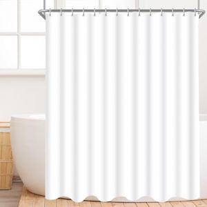 Lerores Rideau de douche, 260 x 200 cm, blanc pur, ourlet lest&eacute;, anti-moisissure, imperm&eacute;able, lavable, en tissu polyester, pour salle de bain, baignoire avec 12 anneaux de rideau de douche (yuan ying MAYY, neuf)