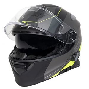 ORIGINE Bluetooth Casque Moto Modulable ECE Homologué Casque De Moto Intégré avec Double Visiè (Spike Fluo Yellow Black,XL) (H&H Sports Protection srl, neuf)