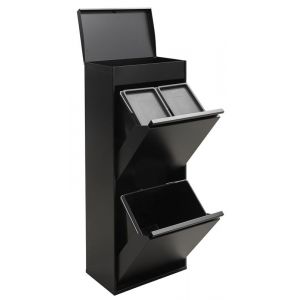 ARREGUI Top CR426-B Poubelle de Recyclage Cuisine 3 Bacs | 11 + 11 + 23 L (45 L) | Poubelle de Tri Sélectif 3 Compartiments et Plateau de Rangement | Meuble Poubelle 3 Seaux | Sac Poubelle | noir (Balea Box, neuf)