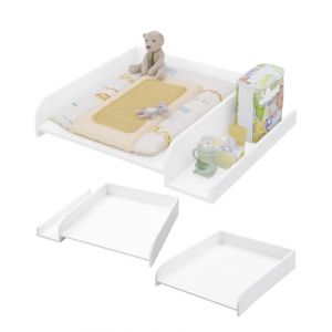 WOLTU Plan &agrave; langer pour machine &agrave; laver ou s&egrave;che-linge, table &agrave; langer b&eacute;b&eacute; avec rebord de protection et &eacute;tag&egrave;re de rangement, 80 x 70 x 16,5 cm, blanc (WOLTU GmbH, neuf)