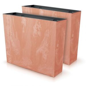 IMJ-Global Lot de 2 pots à fleurs rectangulaires Urbi Square Case Beton Effect en plastique 58 x 18 x 49,8 cm pour intérieur extérieur en terre cuite 44 litres design moderne (IMJ Global, neuf)