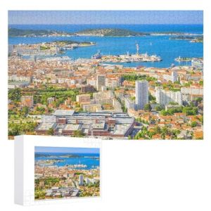 Puzzle de 1000 pi&egrave;ces, Jeux &eacute;ducatifs, ；Vue de la Ville de Toulon Un Matin d'&eacute;t&eacute;；，des Vacances pour Adolescents，Cadeau de No&euml;l，70x50cm，Paper Puzzle (JingCan, neuf)