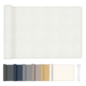 HENG FENG Brise Vue Balcon 90x600cm PES, Pare-Exterieur Cache Occultant pour Terrasse, Résistant à l'eau et aux UV, Beige (Gardeneca, neuf)