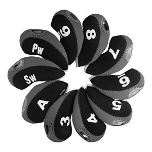 Andux Golf Fer Tête couvertures avec Nombre Tag Lot de 10 Gris/Noir (Andux Store, neuf)
