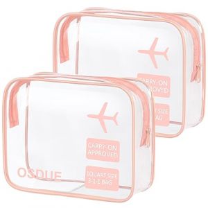 OSDUE Trousse de Toilette Transparente, 2 Pi&egrave;ces Kit Voyage Avion, PVC &Eacute;tanche Trousse de Toilette Voyage pour Homme et Femme Sac de Rangment Avion Transparente Maquillage, Rose (PLUM-MARKETING, neuf)