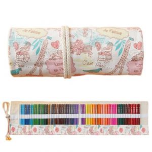 COYUN 1 pièce Sac a Crayon de Toile, Trousse à Crayon Enroulable 72 Trous, Trousse Enroulable, Trousse de Crayons de Couleurs Sac Multi-usages, Sac a Crayon de Toile, Sac a Crayon de Toile (HLWA RETAILS LTD UKSTORE, neuf)