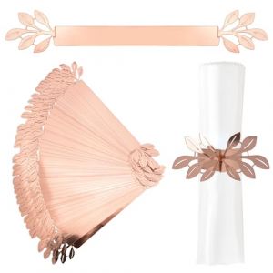 URROMA Rond de Serviette R&eacute;fl&eacute;chissant, 50Pcs Fermoir de Serviette R&eacute;fl&eacute;chissant Rose Or Boucle de Serviette D&eacute;corative Bande de Serviette de Mariage Support de Serviette en Papier (URROMA FR, neuf)