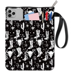 craspire Couverture de Livre Western Cowboy Elements Cactus Book Protector Green Book Sleeve pour Livres Broch&eacute;s Couverture de Livre en Tissu Lavable avec Fermeture &Eacute;clair et Poche Suppl&eacute;mentaire (CRASPIRE FR, neuf)