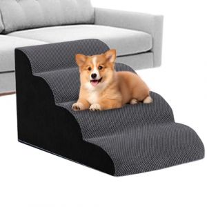 Marchepieds pour chien | Rampe d'escalier pour chien &agrave; 4 marches pour lits hauts | Rampe d'escalier douce antid&eacute;rapante lavable imperm&eacute;able pour chat pour chambre &agrave; coucher, canap&eacute; (zuaseld, neuf)