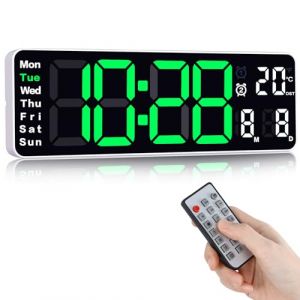 Koolertron Horloge Numérique Murale avec Télécommande Positif Compte à Rebours Chronomètre USB Luminosité Réglable pour Salon Cuisine Bureau Gymnase (13 Pouces, Turquoise) (iTao_mall, neuf)