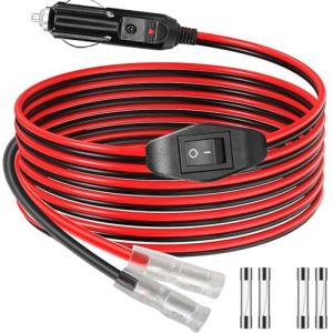 RUNCCI-YUN Adaptateur Mâle pour Allume-Cigare, 14AWG Prise Allume Cigare 12V/24V, avec Interrupteur Marche/arrêt Câble d'alimentation Universel, Allume-Cigare câble d'extension（2M） (RUNCCI-YUN, neuf)