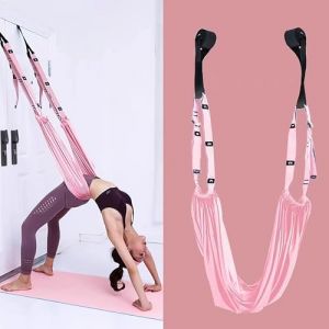 Smaoqingji Hamac Sangle Yoga Pilates Accessoires - Rose, 1 Pi&egrave;ce, Trap&egrave;ze leg Strap Stretcher Stretching, Exercice D'&eacute;tirement Invers&eacute; pour la Danse Classique Gymnastique Flexibilityt Training (Smaoqingji, neuf)