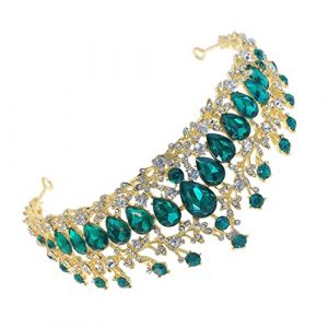 VICASKY Couronne De Mari&eacute;e Couleur Vert Coiffure De Mariage Exquise Couvre-chef Accessoire Pour Robe De Mari&eacute;e Ornement De Cheveux Pour F&ecirc;te (Belicious Helper, neuf)