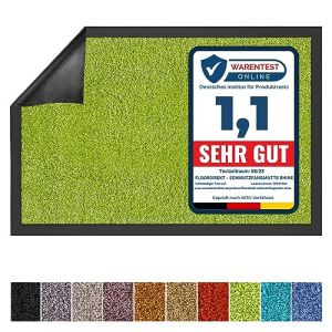 KARAT Paillasson de Porte Rhine - Paillasson Lavable en Machine &agrave; 30&deg;C - Tapis d'entr&eacute;e antid&eacute;rapant Absorbant - Tapis de Porte certifi&eacute; Oeko-TEX Standard 100 (Lime, 90 cm x 120 cm) (Velvet Trading, neuf)