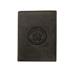 Frédéric Johns Portefeuille Homme - Grand Portefeuille - Portefeuille Cuir Veritable - Porte Carte Homme Cuir Modèle World (Noir Vintage) (LILOSAC, neuf)