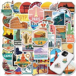 AzureRay Lot de 50 autocollants vintage imperméables - Stickers scrapbooking, autocollant scrapbooking, stickers pour Kindle, décoration vélo, valise, ordinateur portable (TXY, neuf)