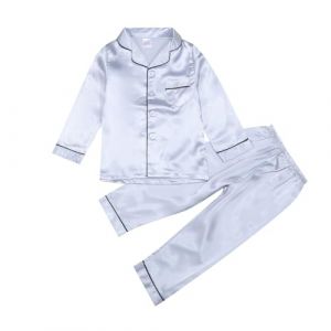 Pyjama Fille Enfants B&eacute;b&eacute; Fille Gar&ccedil;on Satin Pyjama Ensemble de Pyjama en Satin Satin Pyjama Ensemble Enfants Ensemble &Agrave; Manches Longues Hauts Boutonn&eacute;s Pyjama Chemise + Pantalon Long (GUnakd, neuf)