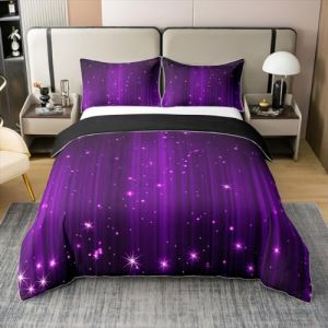 Homewish Parure de Lit 240x260 Coton 2 Personnes - Housse de Couette Violet Ombr&eacute; pour Adultes Hommes Femmes - Ensemble de Literie &Eacute;toiles 3 Pi&egrave;ces - Couvre Lit Lignes Paillet&eacute;es D&eacute;grad&eacute;es (Suzhou yiyanyun e-commerce Co., Ltd, neuf)
