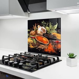 ARTHUB® Crédence de Cuisine en Verre 60x60 cm, Pretty Spices | Protection Contre Les éclaboussures, Revêtement Mural en Carreaux, Plaque en Verre, Verre trempé, Aliments, Épices (ARTHUB - wall decor, neuf)